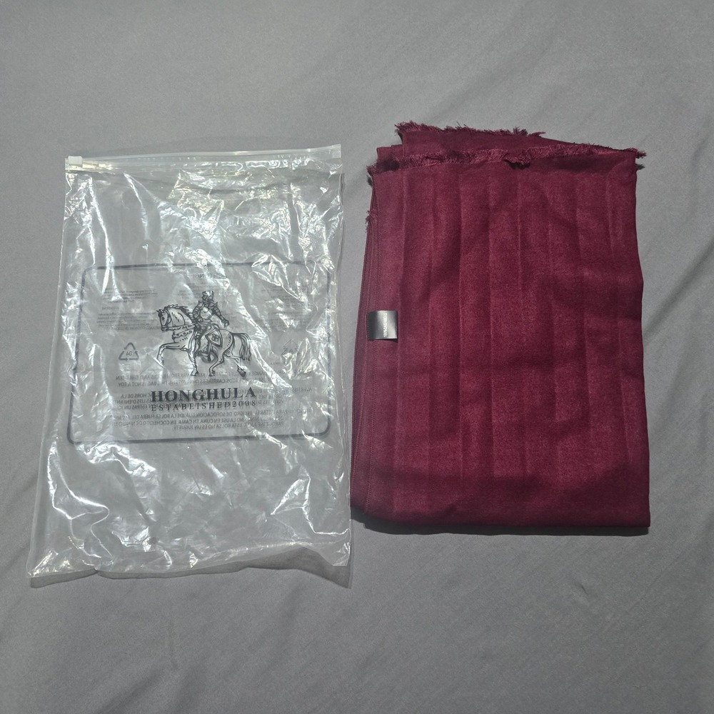 Honghula Cashmere Scarf Womens OS Burgundy 100% Cashmere Eyelash Fringe Wrap
